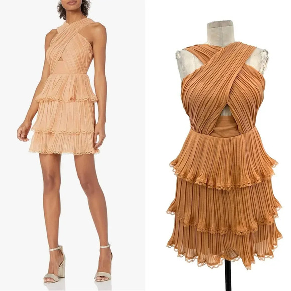 Keepsake the Label Joyful Sleeveless X-top Ruffle‎ Mini Dress Copper XS / 0-2 - Picture 1 of 12